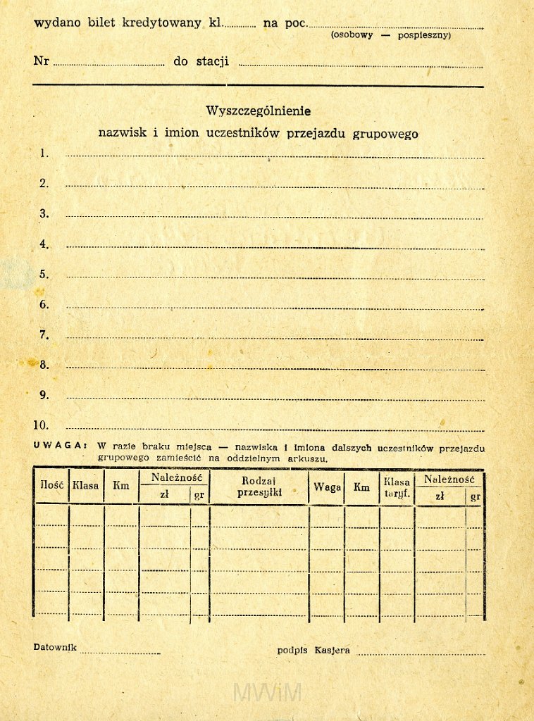 KKE 5803-1a.jpg - Dok. Zlecenie na kredytowany przewóz repatriaiantów wystawione przez Biuro Pełnomocnika Rządu do spraw Repatriacji dla Teresy Graszko, Warszawa, 7 II 1957 r.